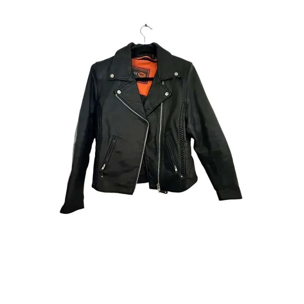 First Classics Italian Leather Gear Leather Motorcycle Jacket Size L